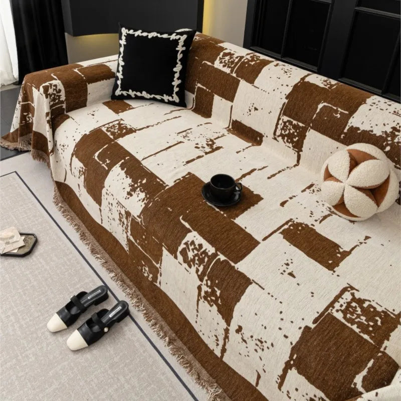 Vintage Chenille Sofa Cover Full Coverage Non-Slip Couch Protector 2025New All-Season Universal Couch Camping Blanket Dust Guard